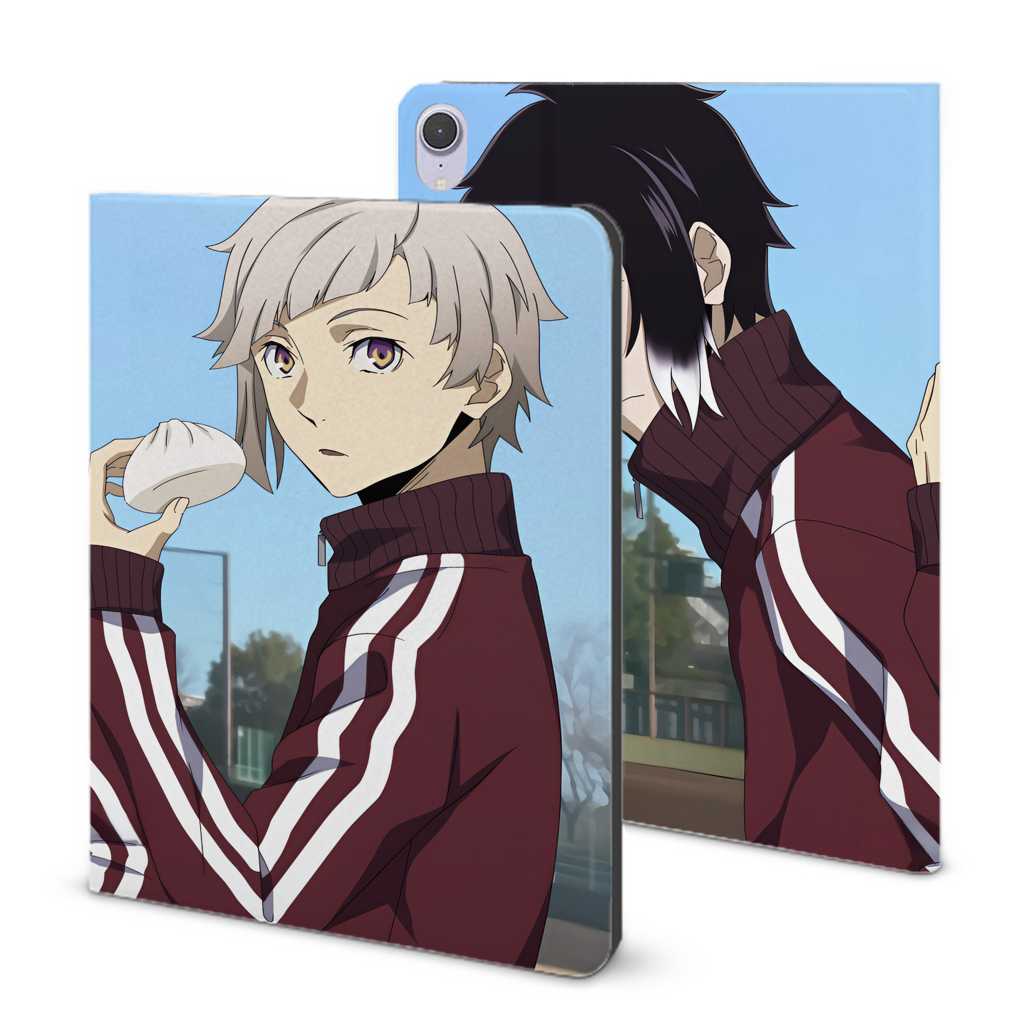 （画像用） 文豪ストレイドッグス Bungo Stray Dogs IPad ケース ブック型 PUレザー TPU 耐衝撃 軽量 薄型 ペン収納なし 全面保護 IPad 各モデル対応